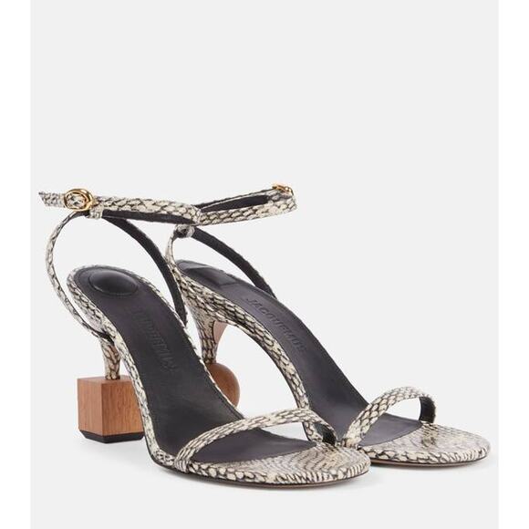 Jacquemus Shoes - Jacquemus Bisou Cobra Printed Sandals in Beige 37